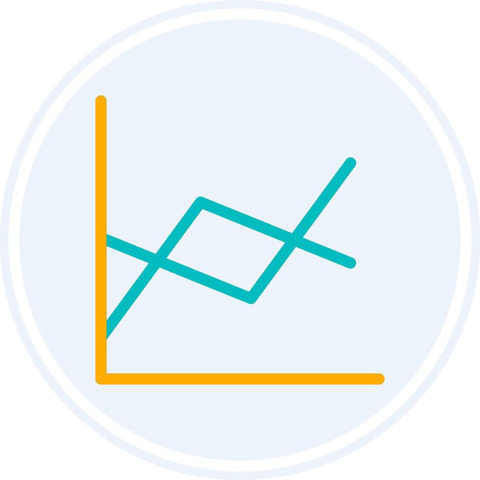 Line Chart Glyph Two Colour Circle Icon vector