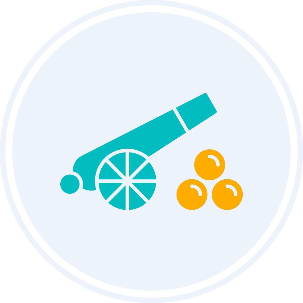 Cannon Glyph Two Colour Circle Icon vector