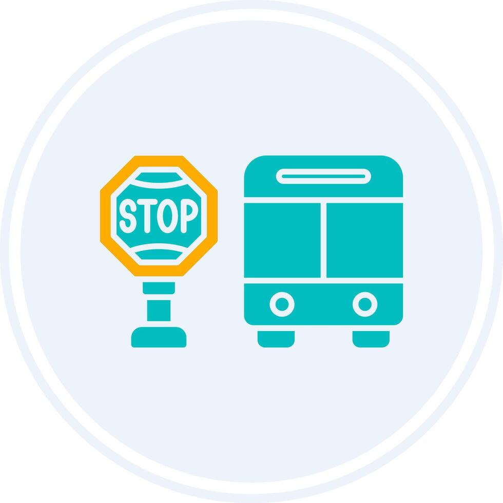 Bus Stop Glyph Two Colour Circle Icon vector