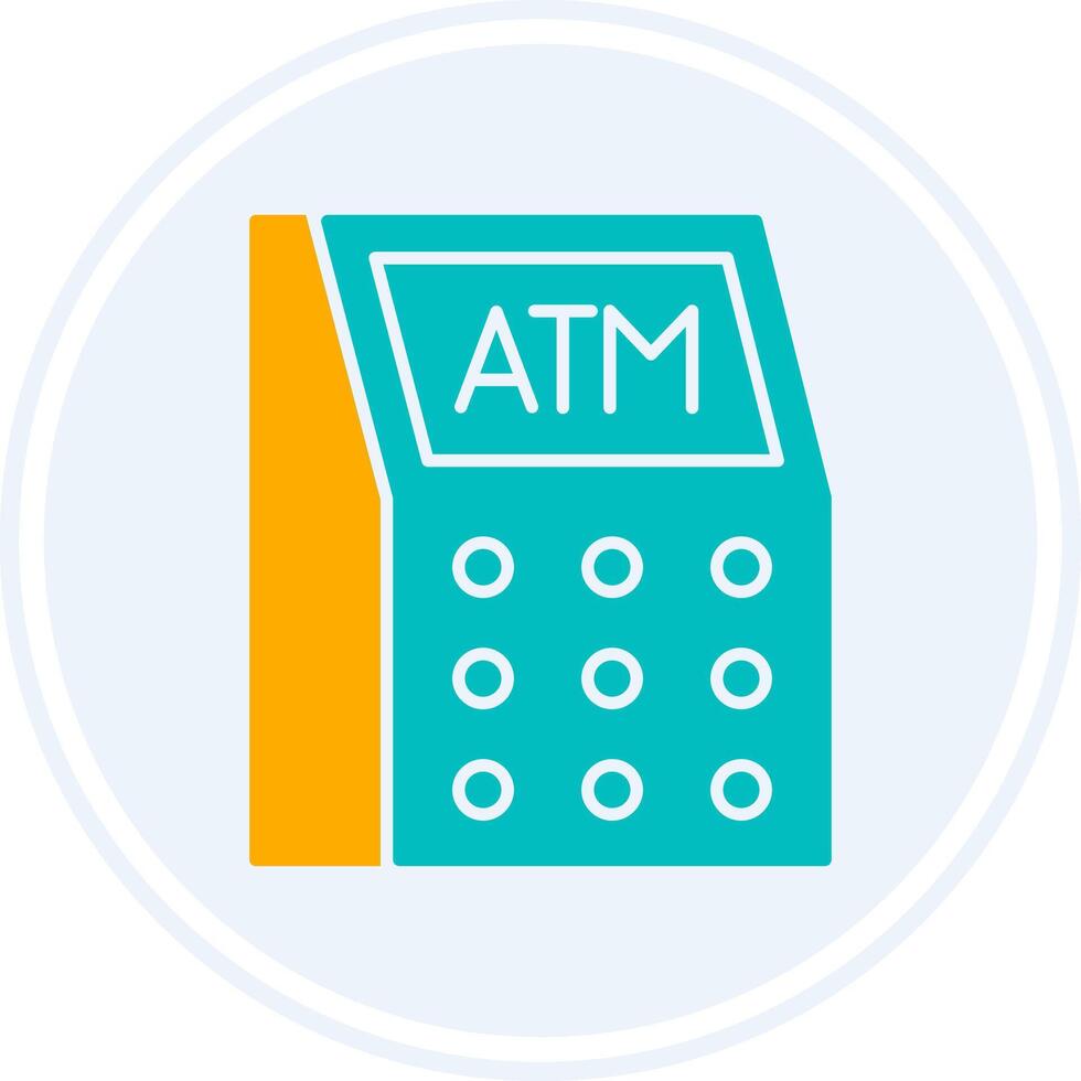 Atm Machine Glyph Two Colour Circle Icon vector