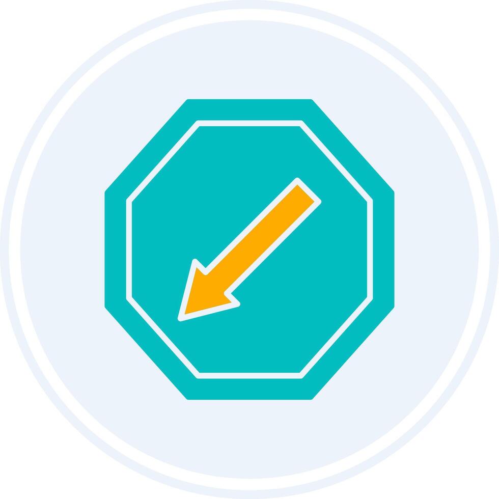 Keep Left Glyph Two Colour Circle Icon vector