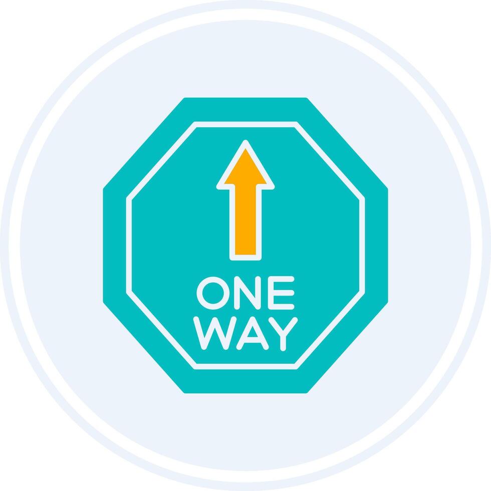 One Way Glyph Two Colour Circle Icon vector