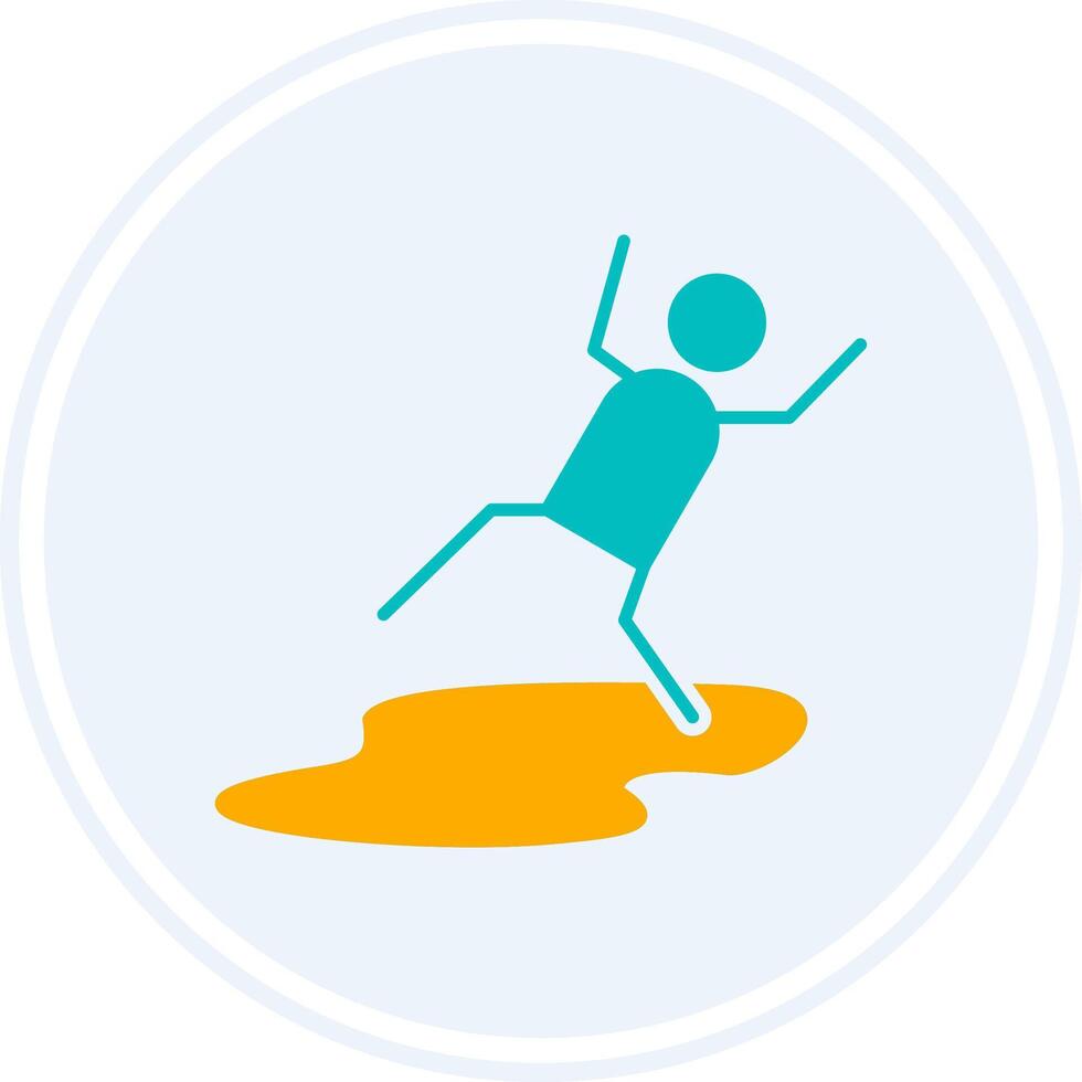Slippery Glyph Two Colour Circle Icon vector