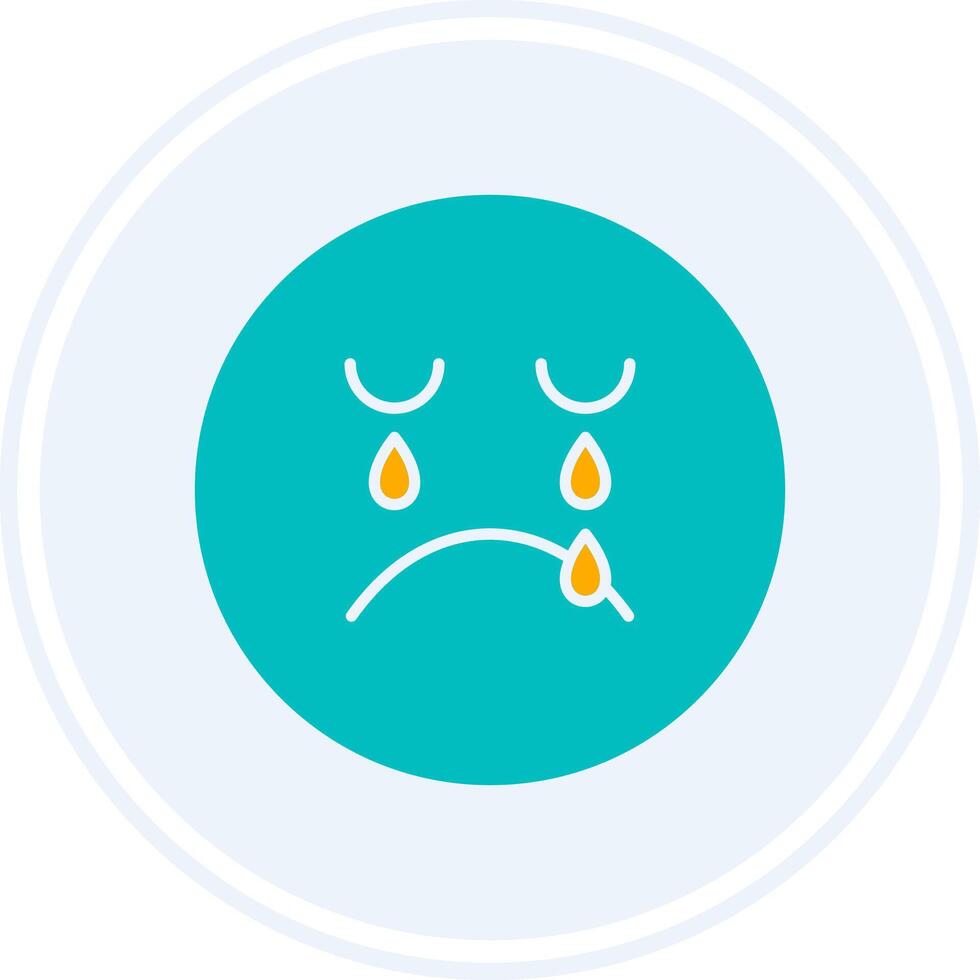 Crying Glyph Two Colour Circle Icon vector