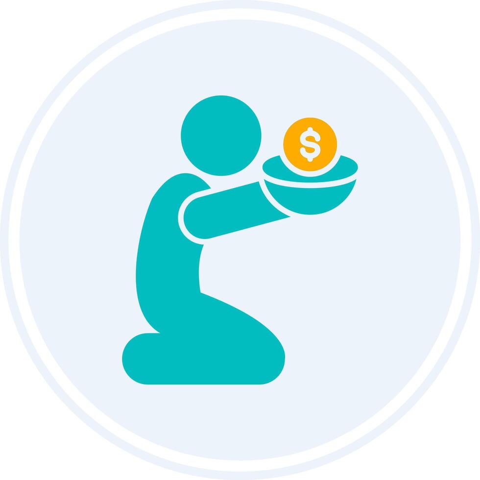 Poverty Glyph Two Colour Circle Icon vector