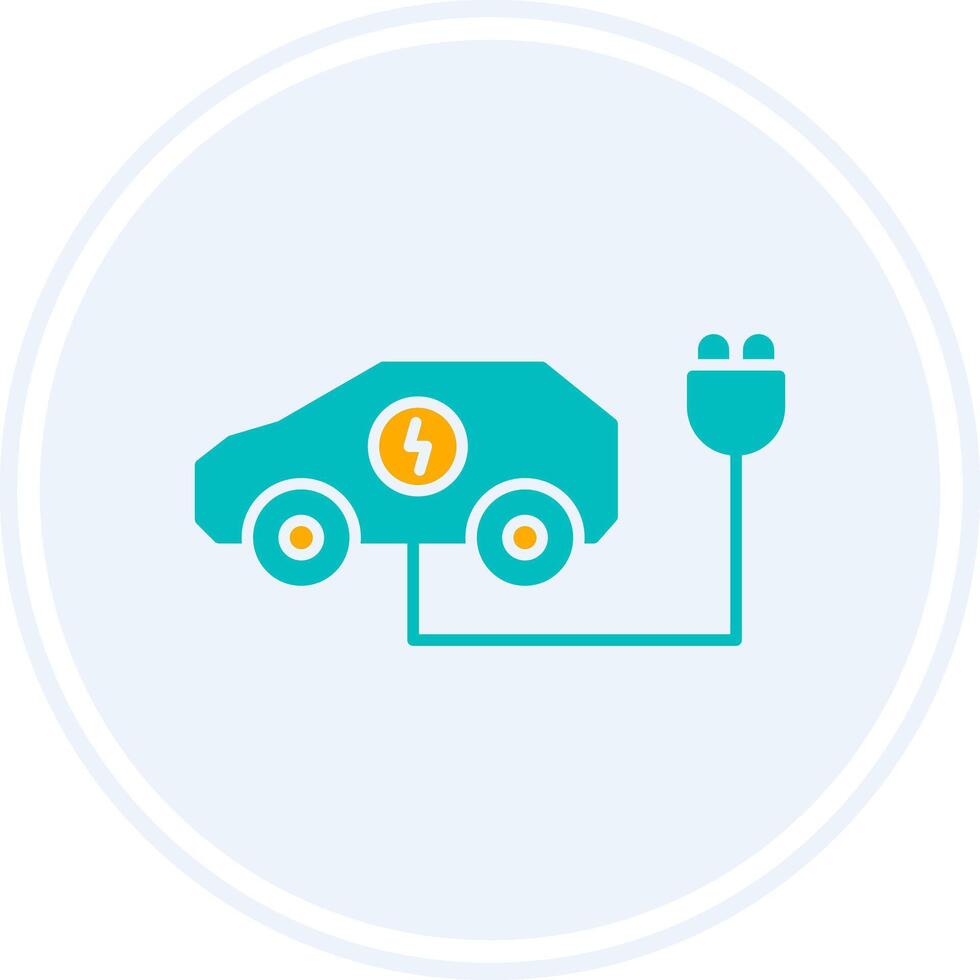 Electric Car Glyph Two Colour Circle Icon vector