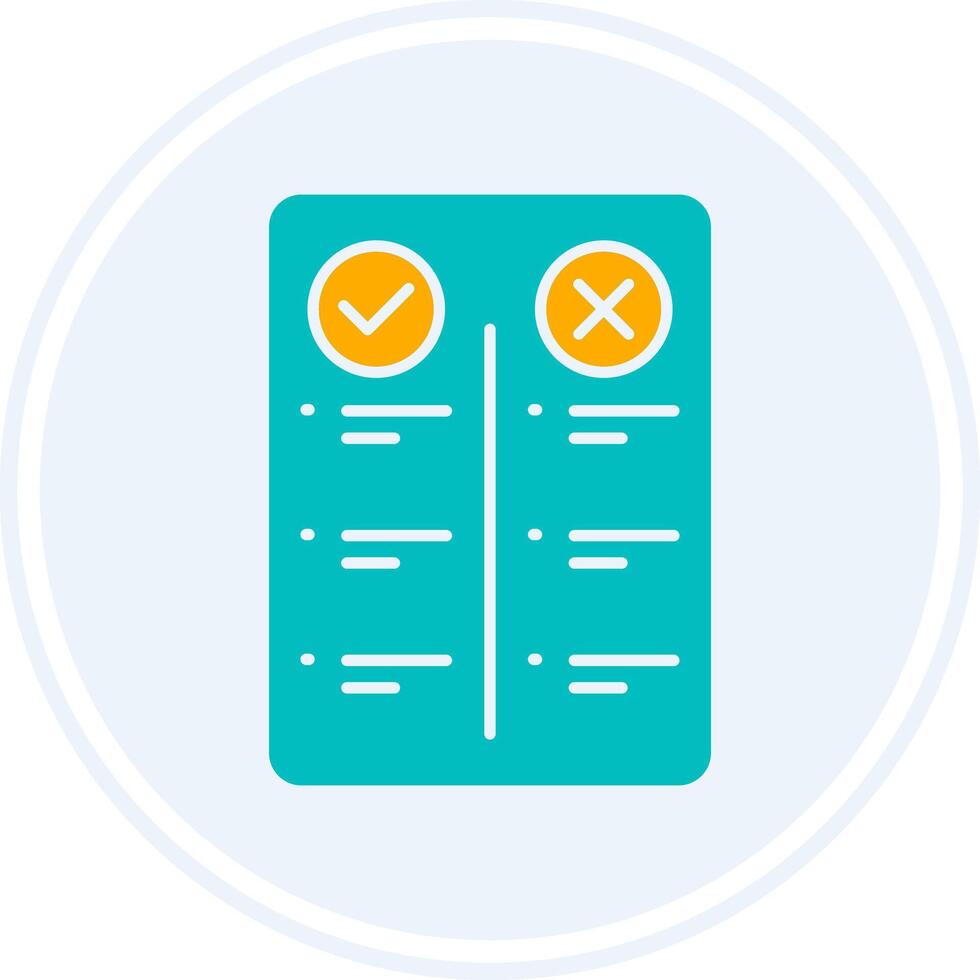 Pros And Cons Glyph Two Colour Circle Icon vector