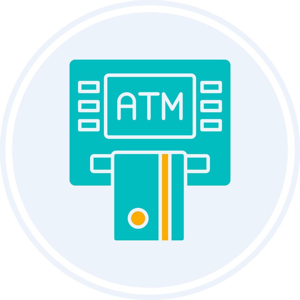 Atm Machine Glyph Two Colour Circle Icon vector