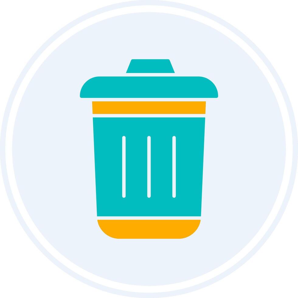 Dustbin Glyph Two Colour Circle Icon vector