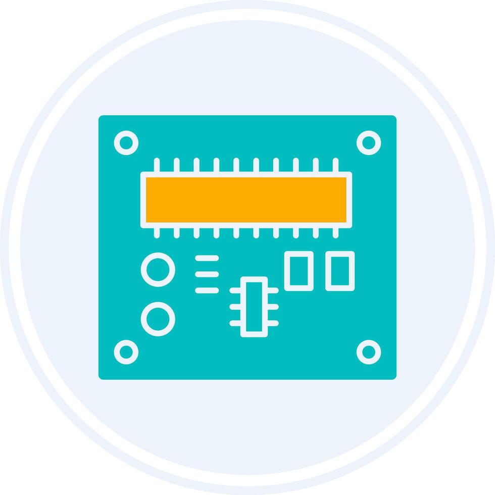 tarjeta de circuito impreso tablero glifo dos color circulo icono vector