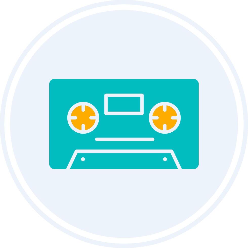 Cassette Glyph Two Colour Circle Icon vector