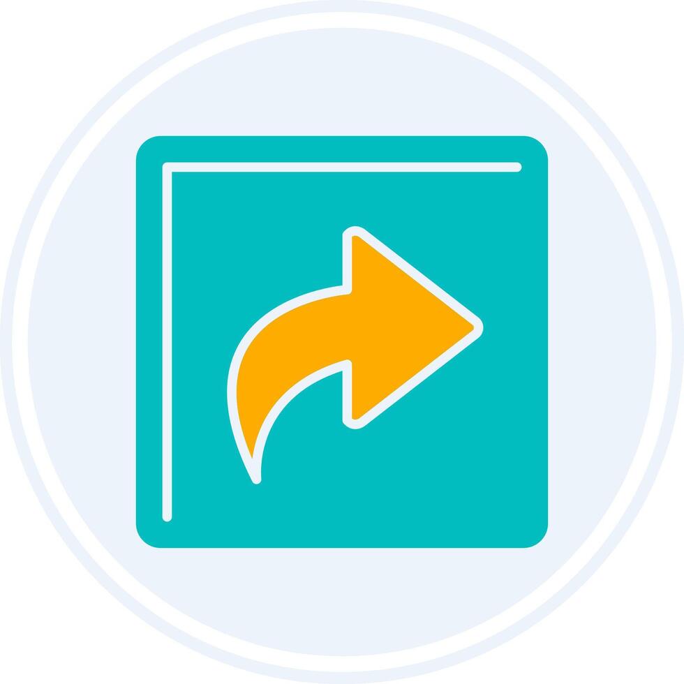 Curved Right Glyph Two Colour Circle Icon vector