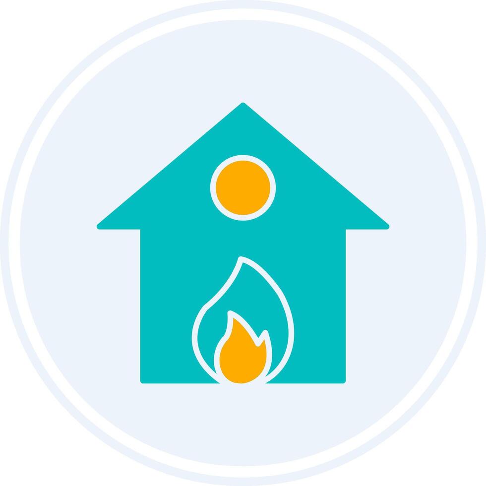 Burning House Glyph Two Colour Circle Icon vector