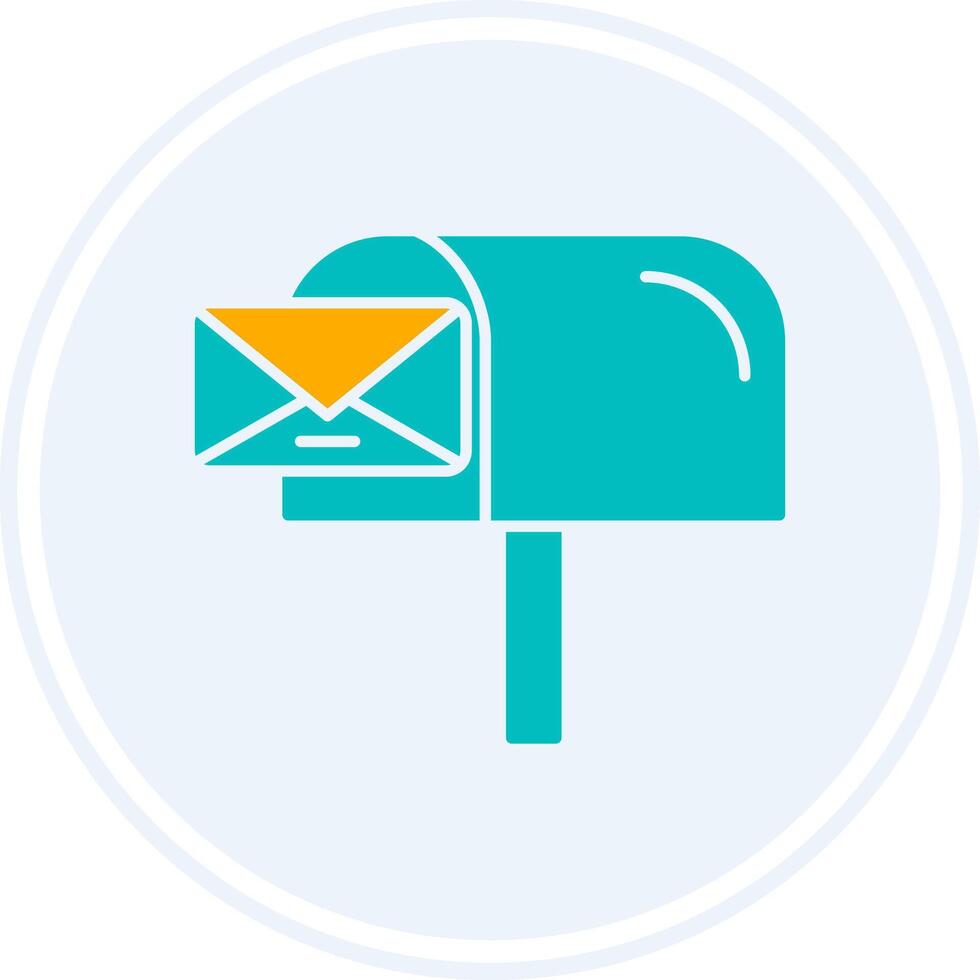 Mail Box Glyph Two Colour Circle Icon vector