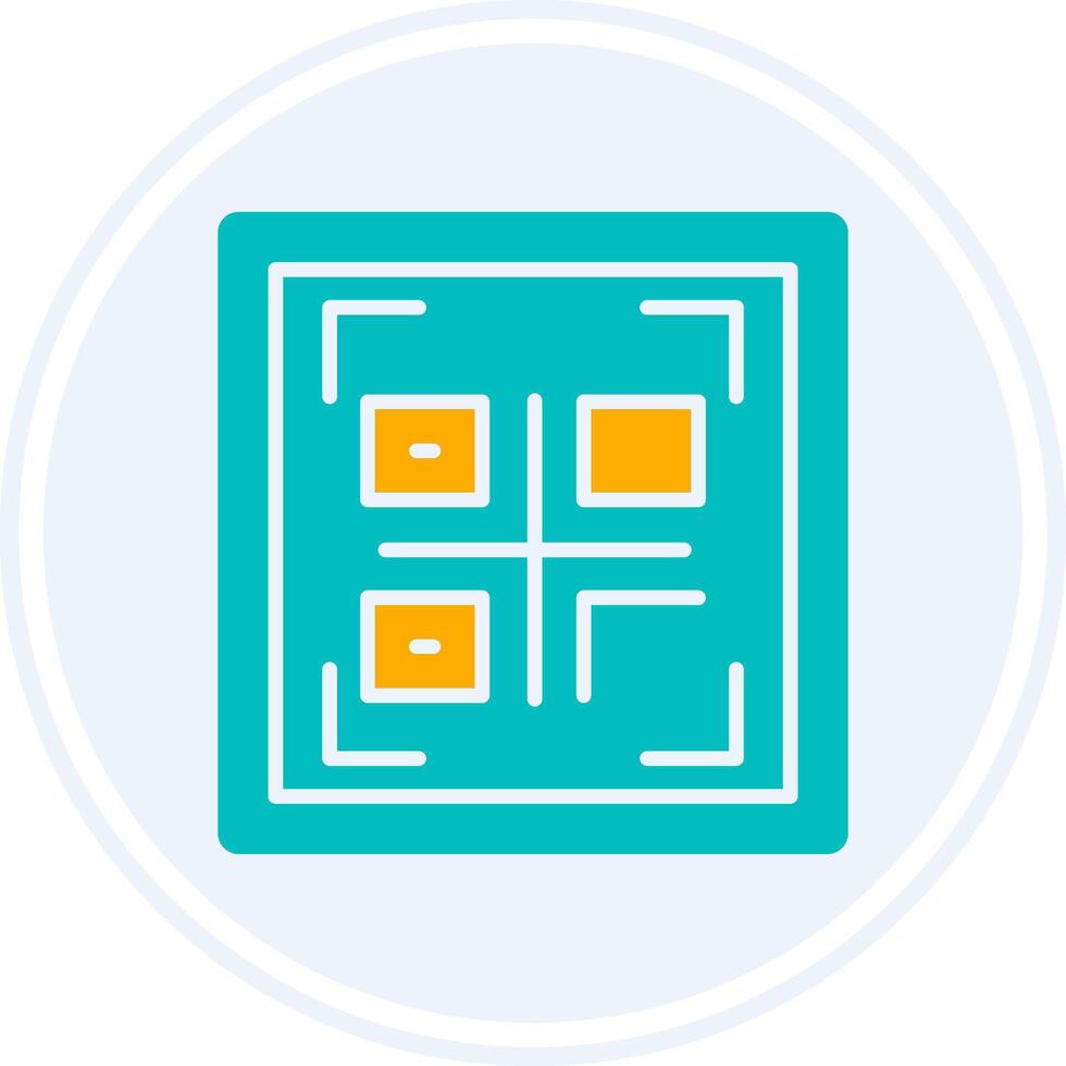 Qr Code Glyph Two Colour Circle Icon vector