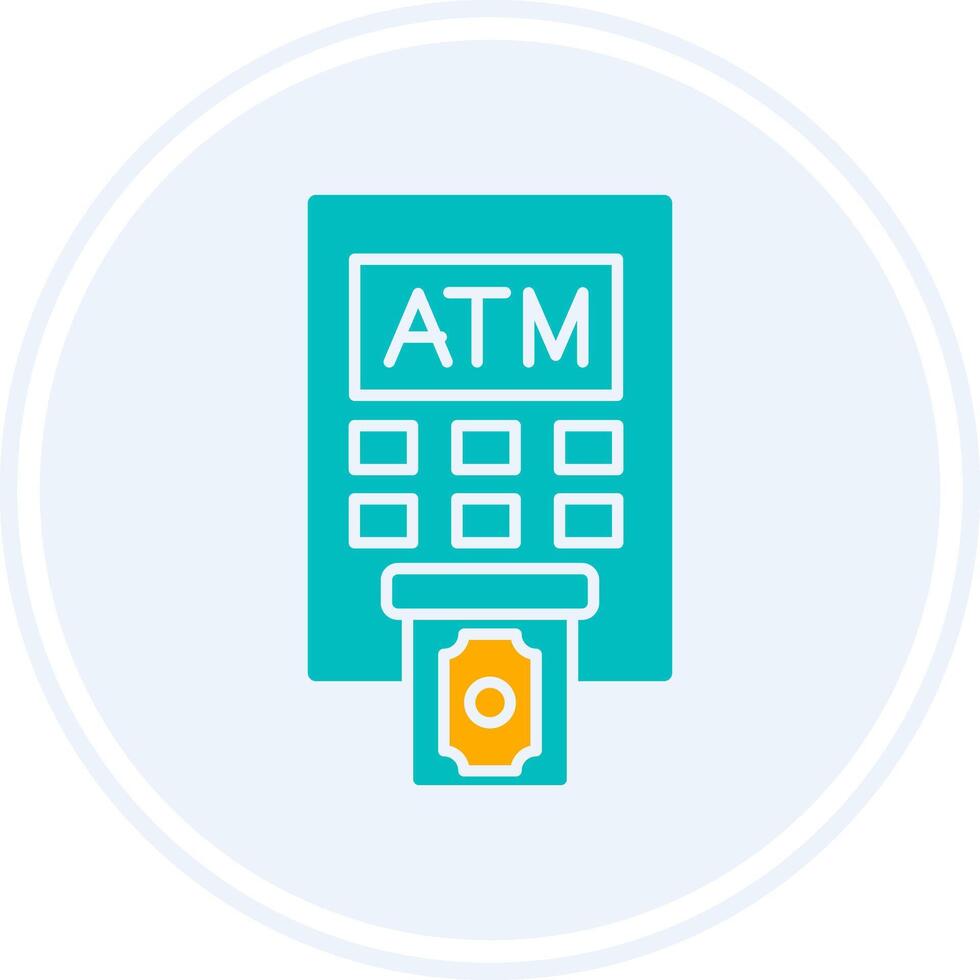 Atm Machine Glyph Two Colour Circle Icon vector