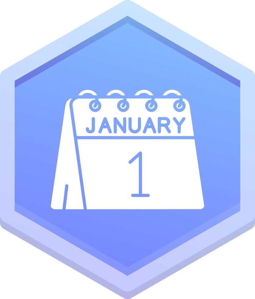 1st of January Polygon Icon vector