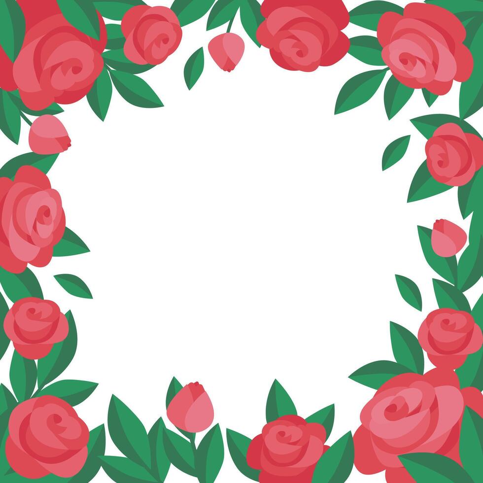 red roses frame for cards and invitations vector