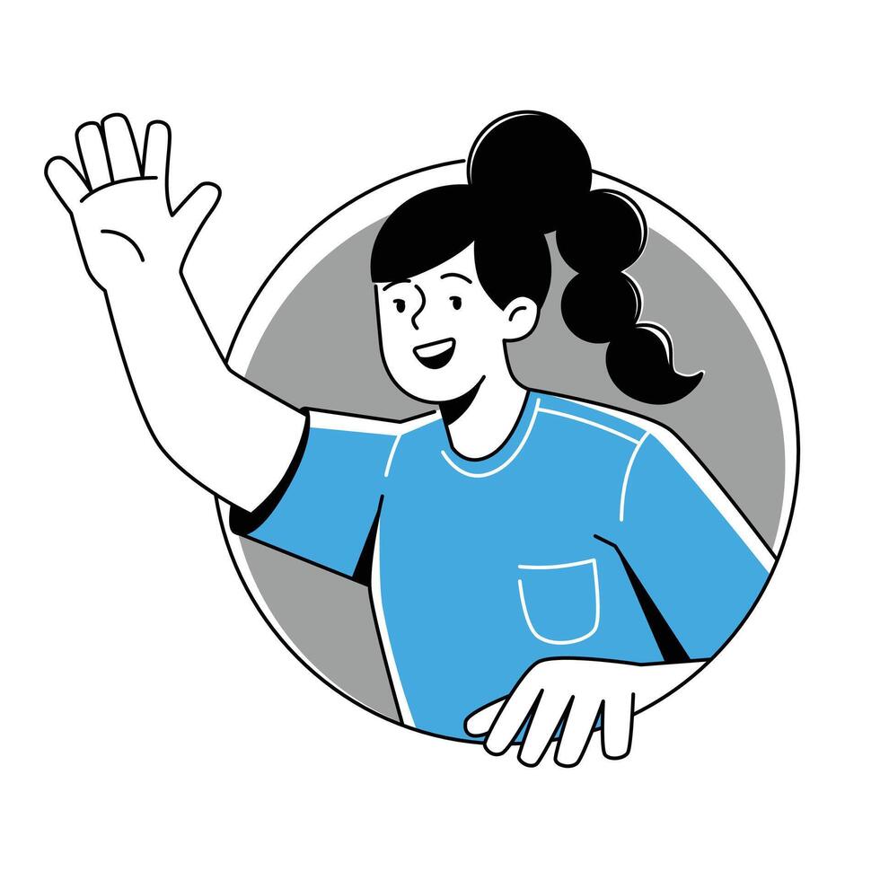 illustration of woman hello sign vector