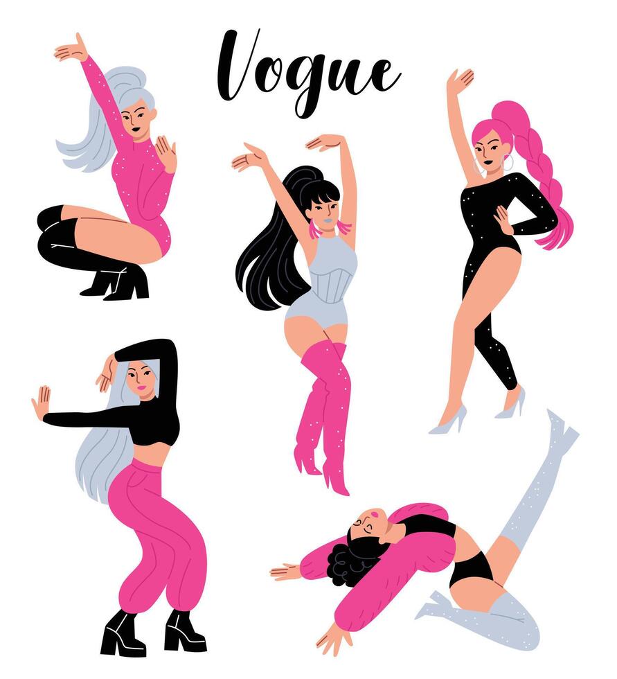 illustration of woman dancing vogue vector