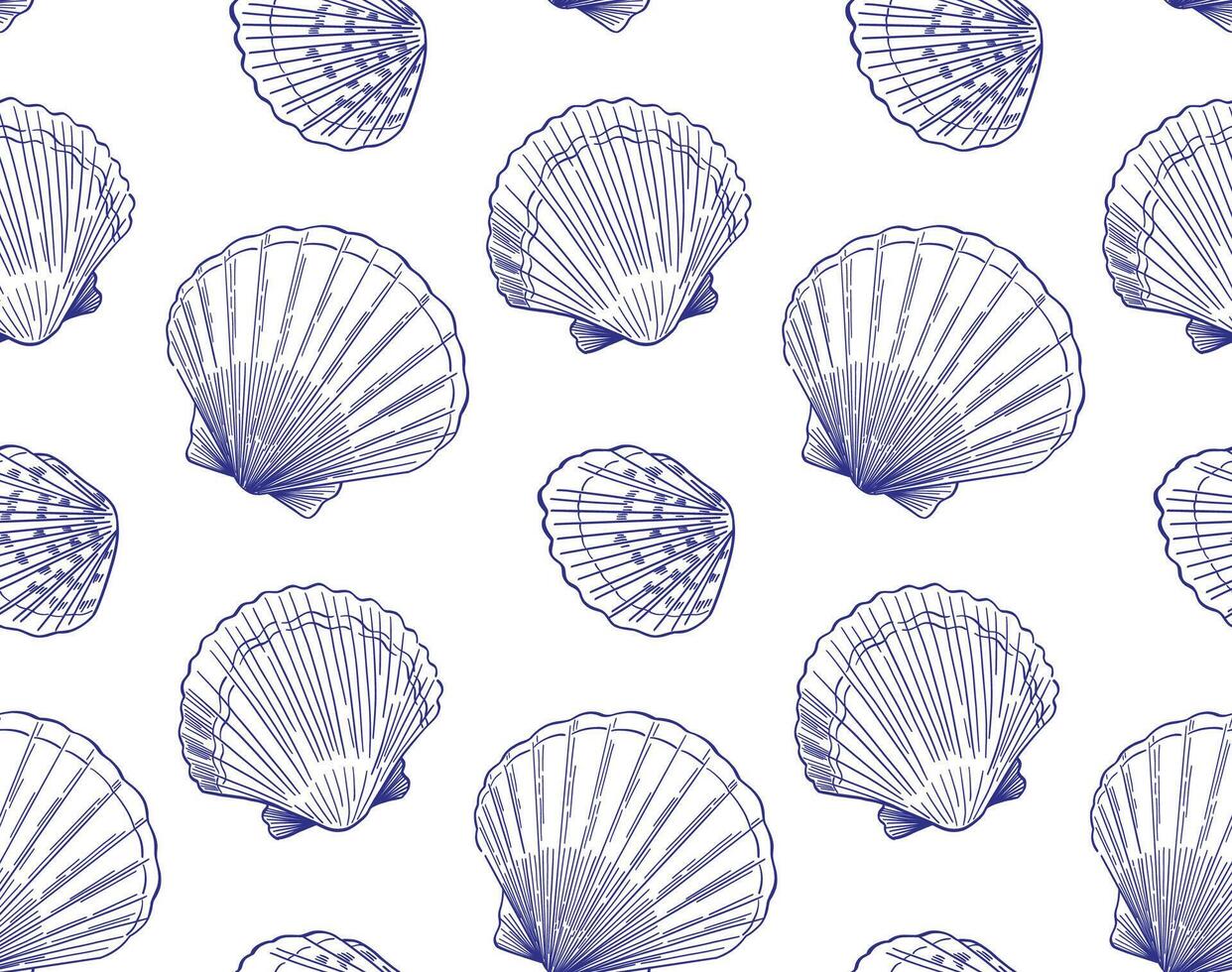 doodle style hand drawn seashells vector