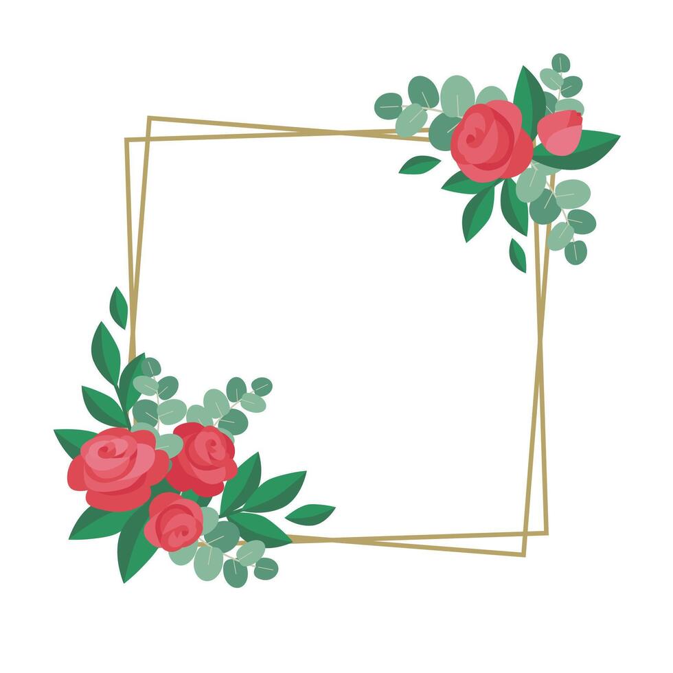 red roses frame for cards and invitations vector
