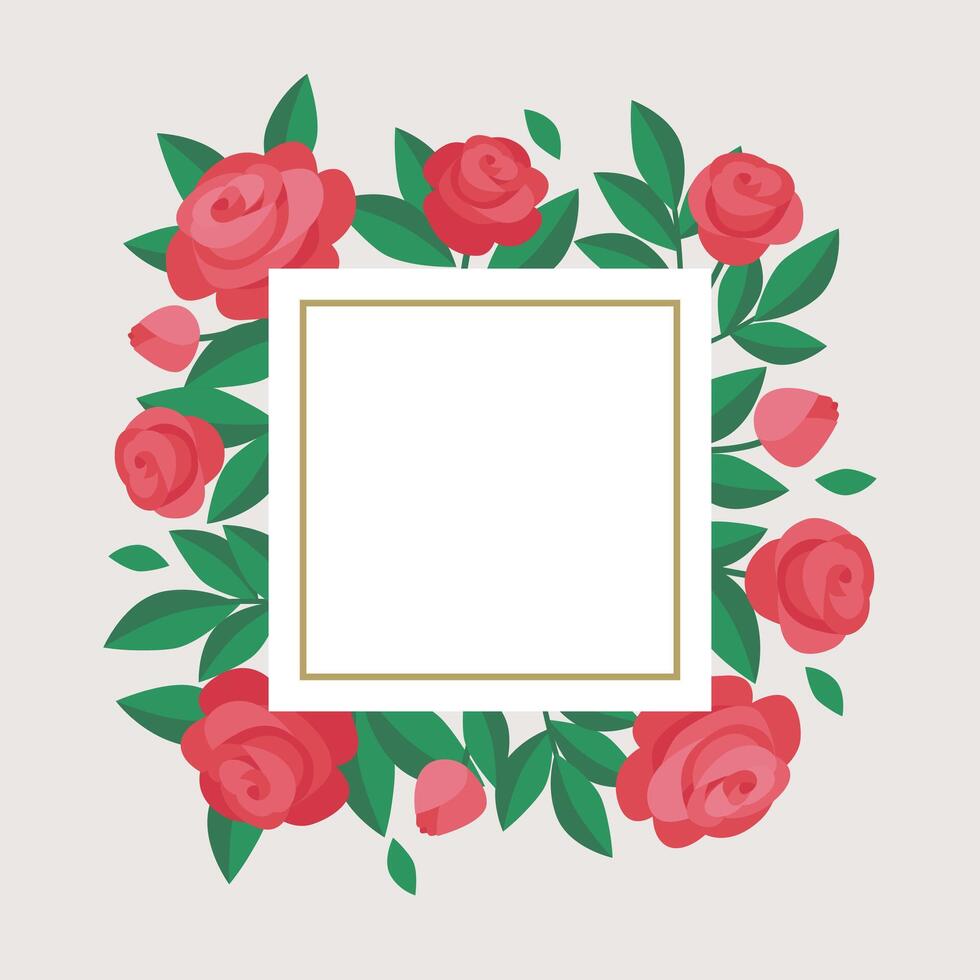 red roses frame for cards and invitations vector