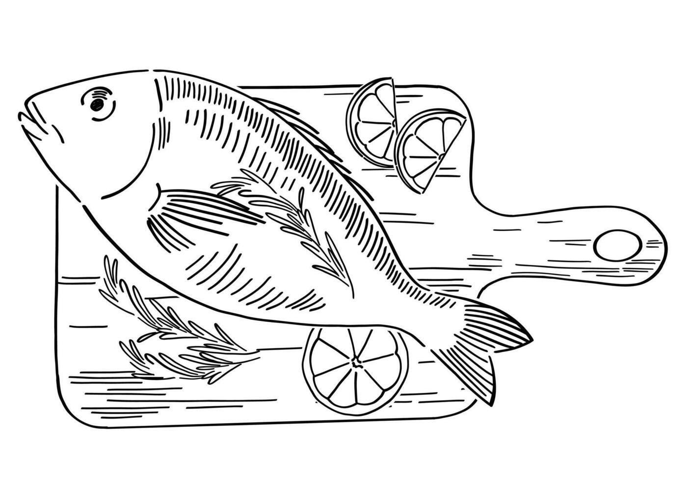 line art illustration of fish meal vector