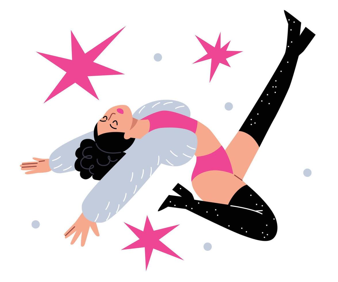 illustration of woman dancing vogue vector