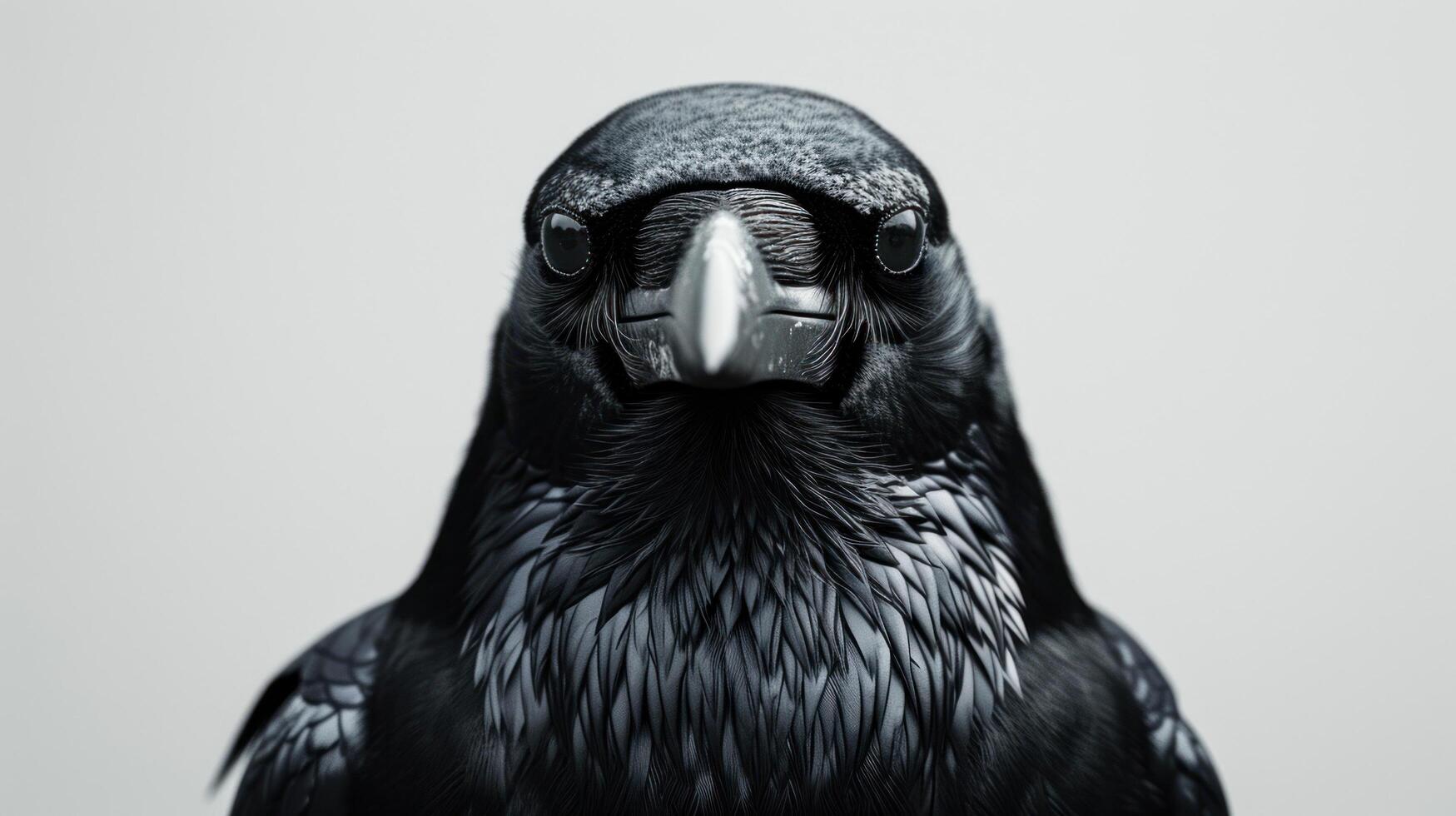 AI generated a large black crow on an empty white background photo