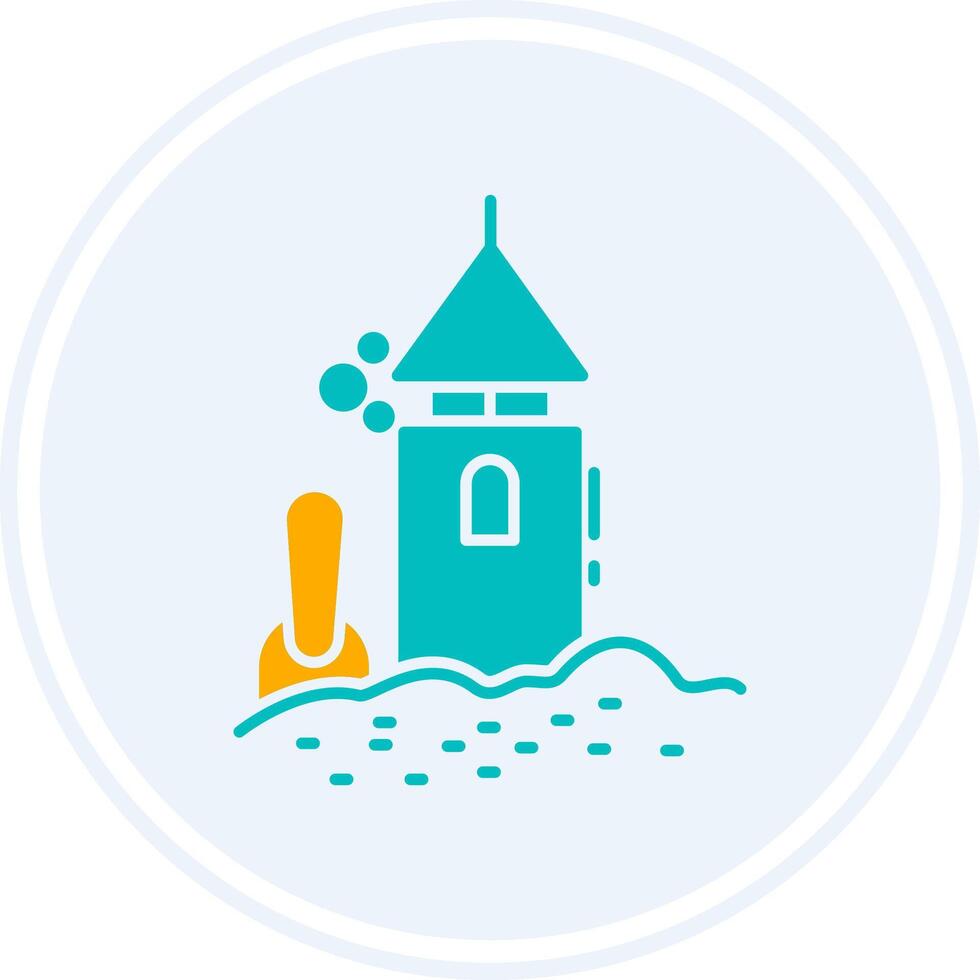 Sand Castle Glyph Two Colour Circle Icon vector