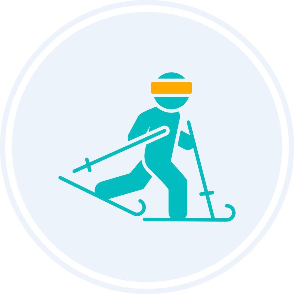 Ski Glyph Two Colour Circle Icon vector