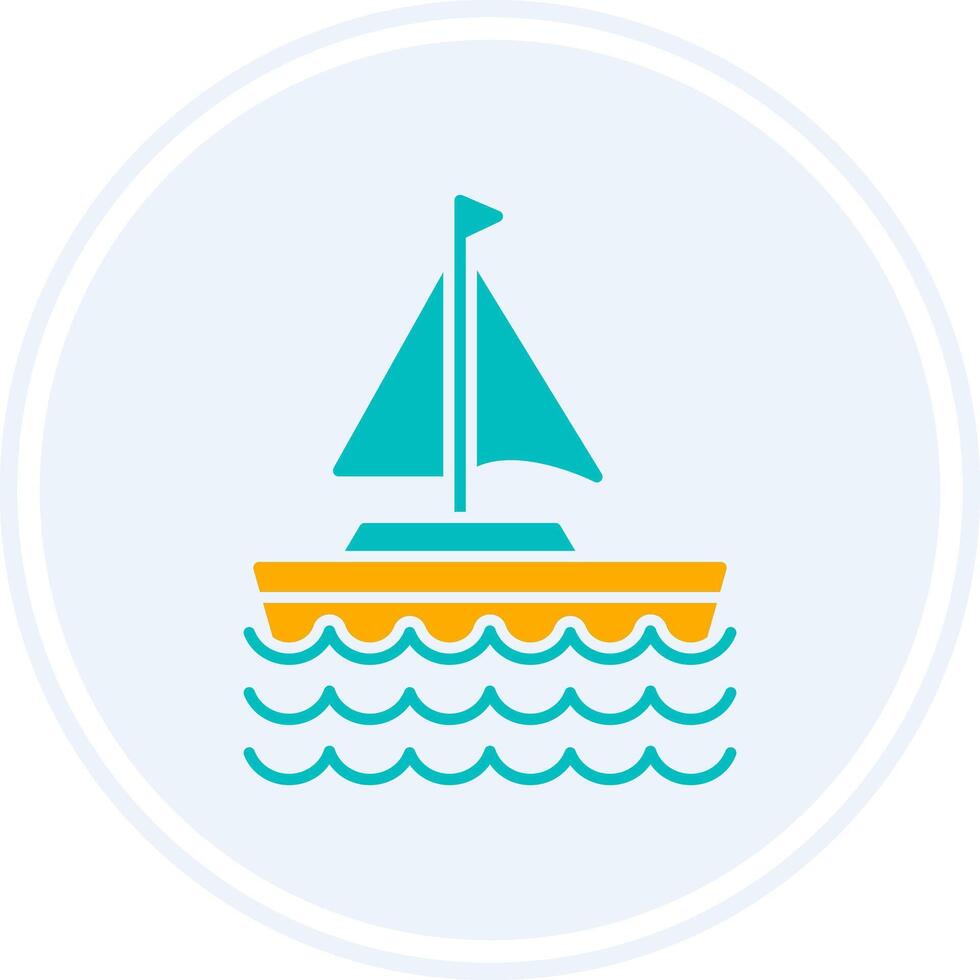 Sail Boat Glyph Two Colour Circle Icon vector