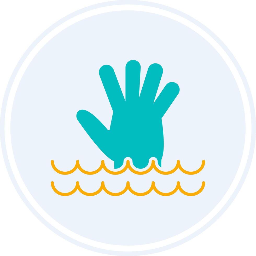 Drowning Glyph Two Colour Circle Icon vector