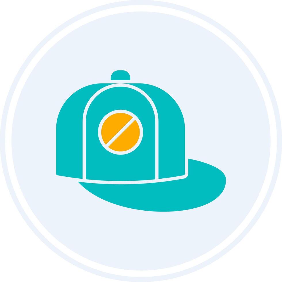 Baseball Cap Glyph Two Colour Circle Icon vector