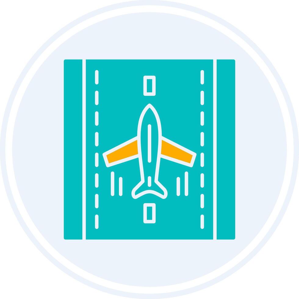 Landing Airplane Glyph Two Colour Circle Icon vector
