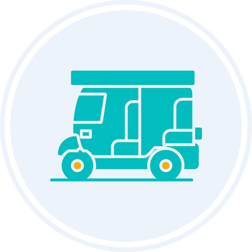 Rickshaw Glyph Two Colour Circle Icon vector