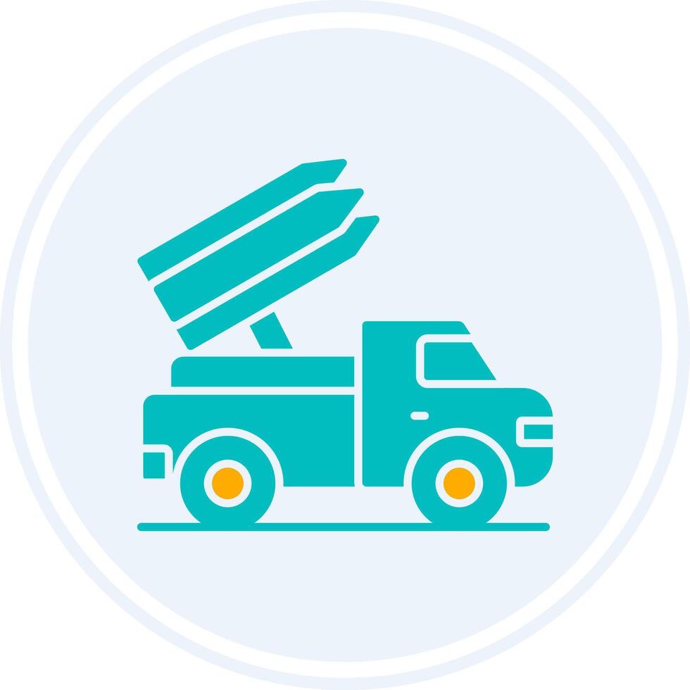 Missile Truck Glyph Two Colour Circle Icon vector