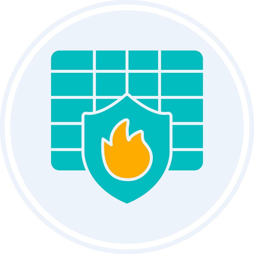 Firewall Glyph Two Colour Circle Icon vector