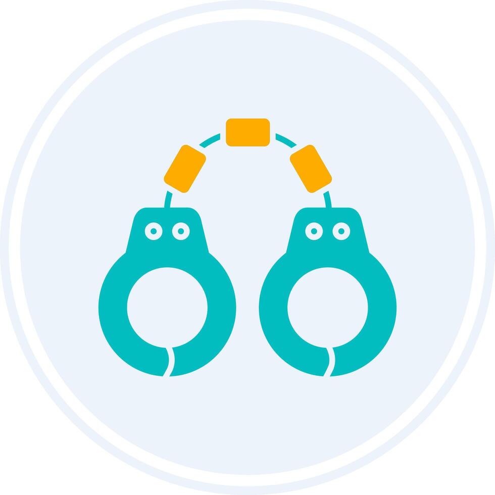 Handcuffs Glyph Two Colour Circle Icon vector