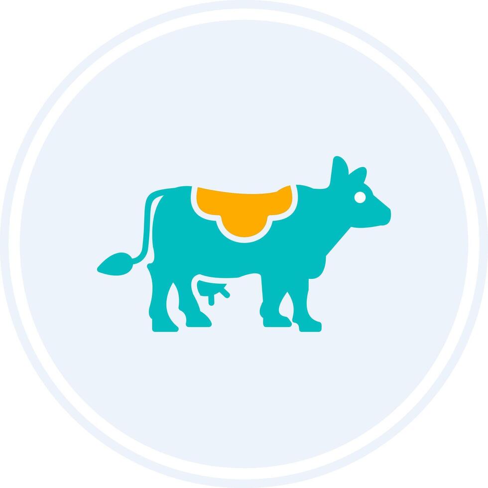 Cow Glyph Two Colour Circle Icon vector