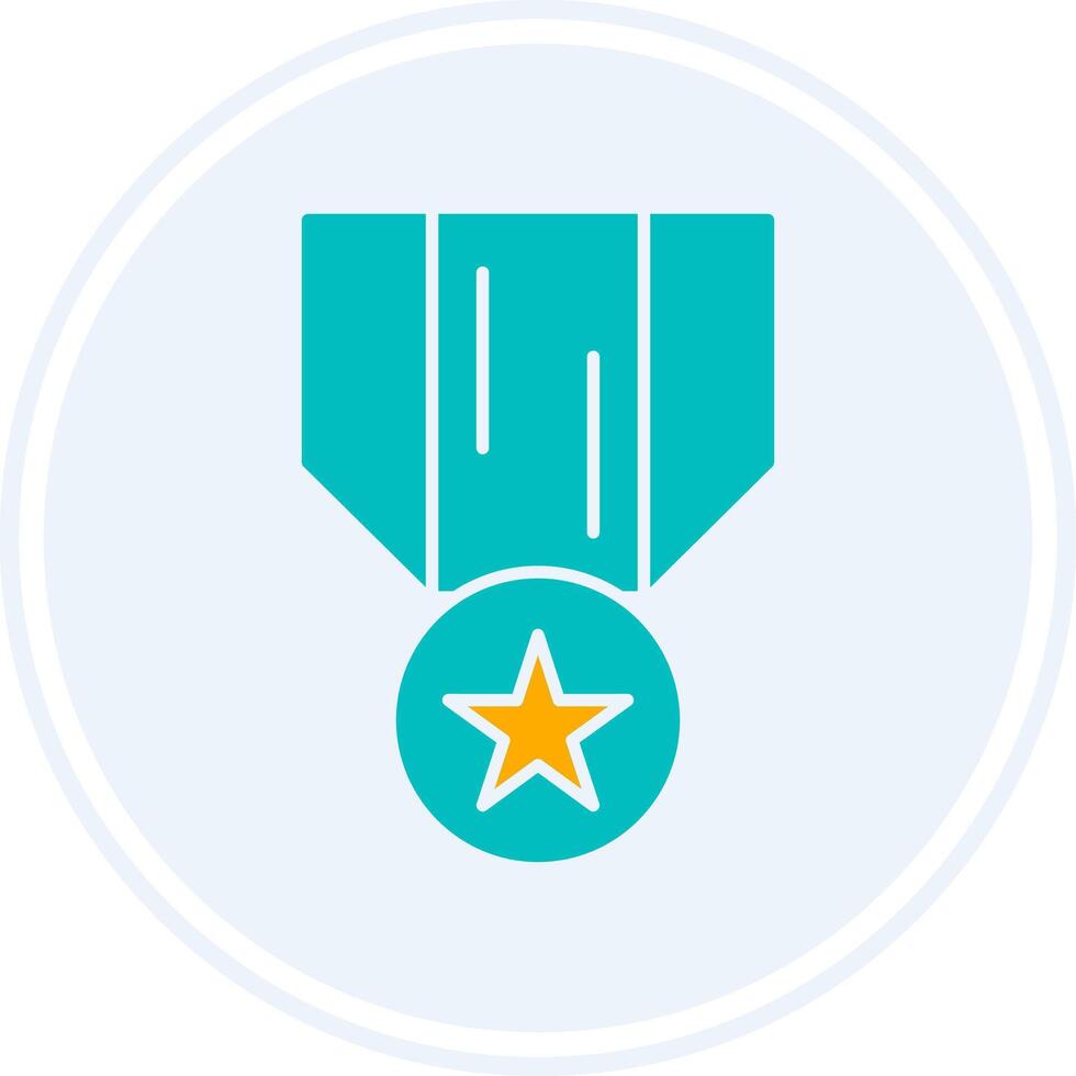 medalla de honor glifo dos color circulo icono vector