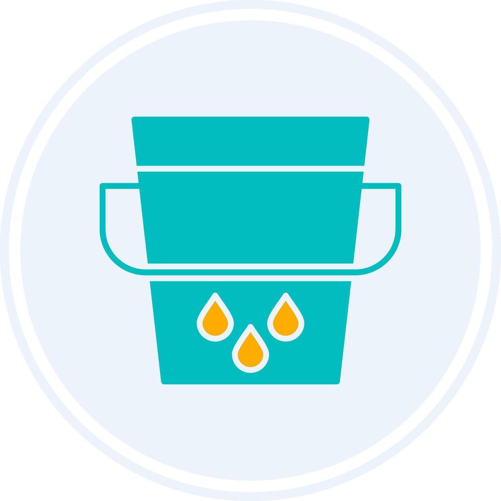 Water Bucket Glyph Two Colour Circle Icon vector