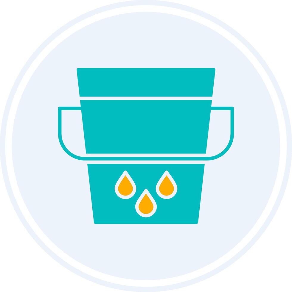 Water Bucket Glyph Two Colour Circle Icon vector