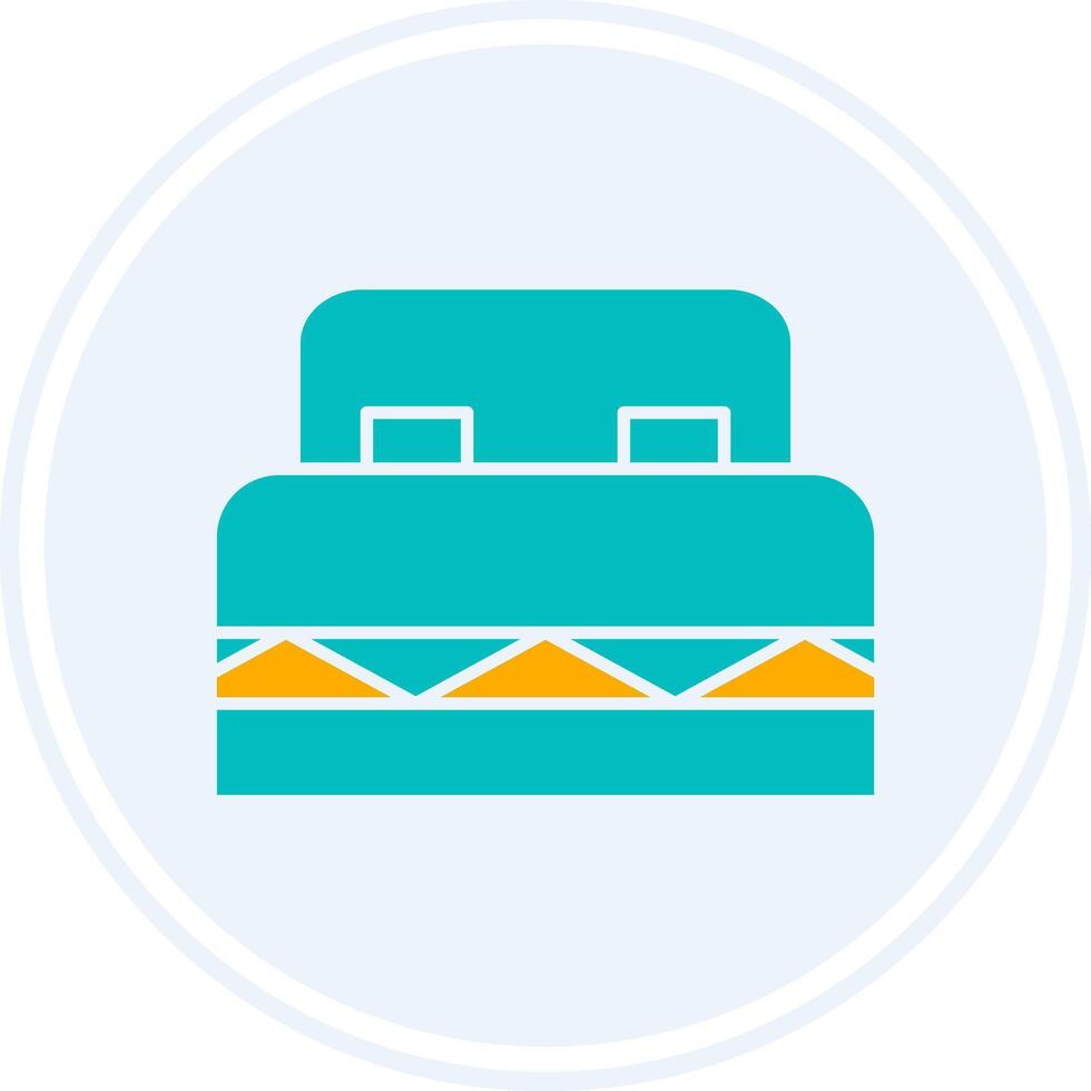 Double Bed Glyph Two Colour Circle Icon vector