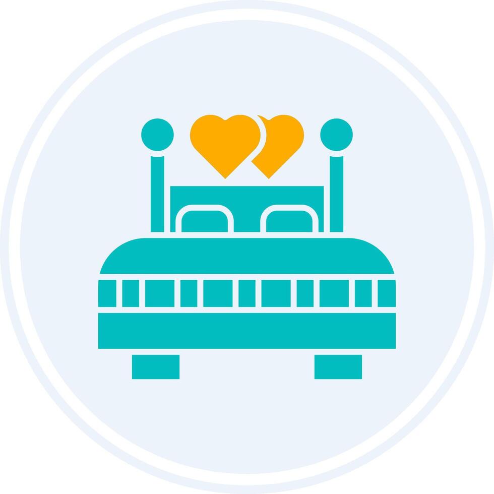 Double Bed Glyph Two Colour Circle Icon vector