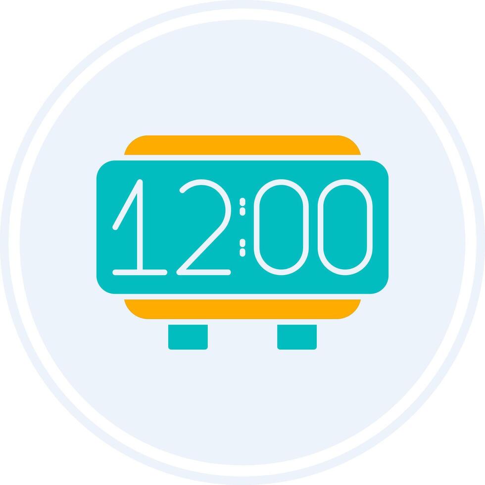 Digital Clock Glyph Two Colour Circle Icon vector