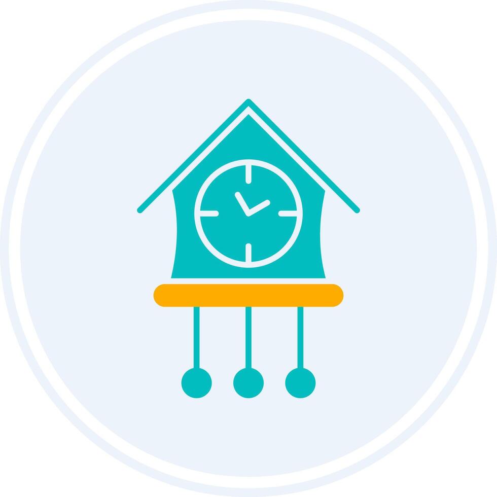 Cuckoo Clock Glyph Two Colour Circle Icon vector