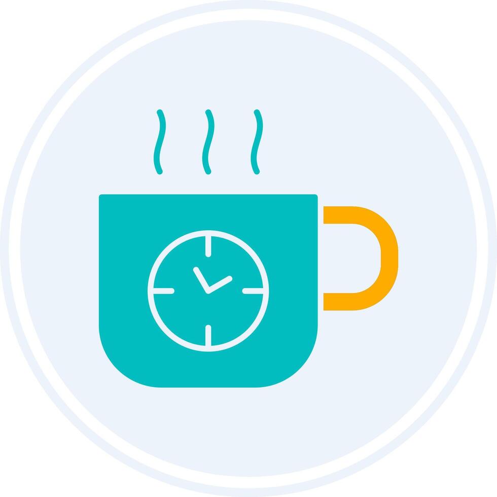 café hora glifo dos color circulo icono vector