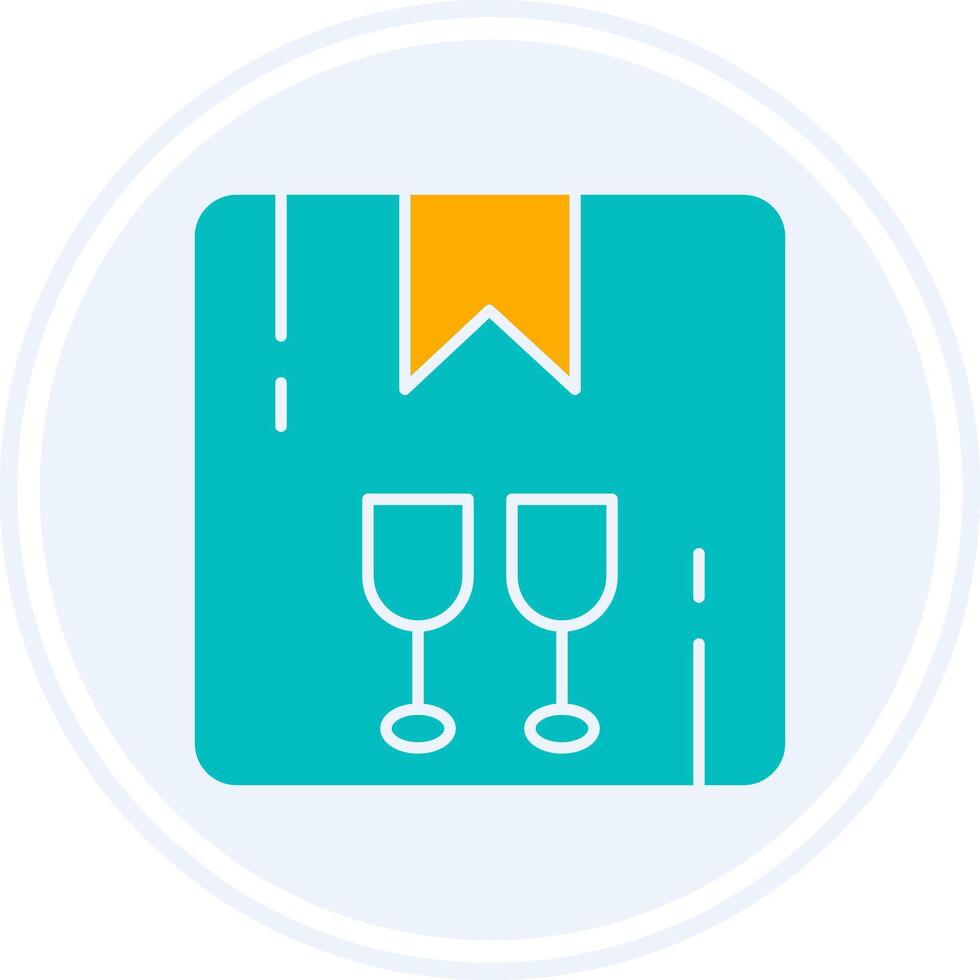 Fragile Glyph Two Colour Circle Icon vector